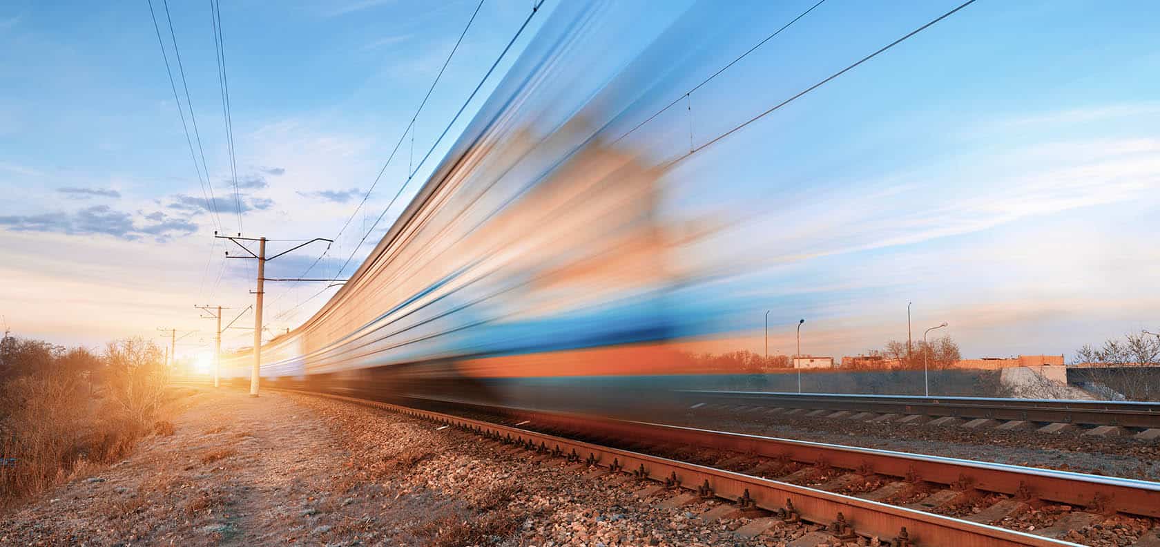 High Speed Train In Motion On Railroad Track