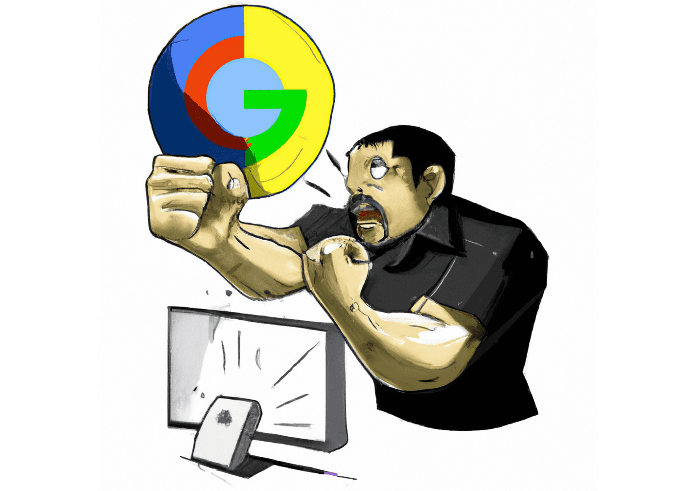 man punches google