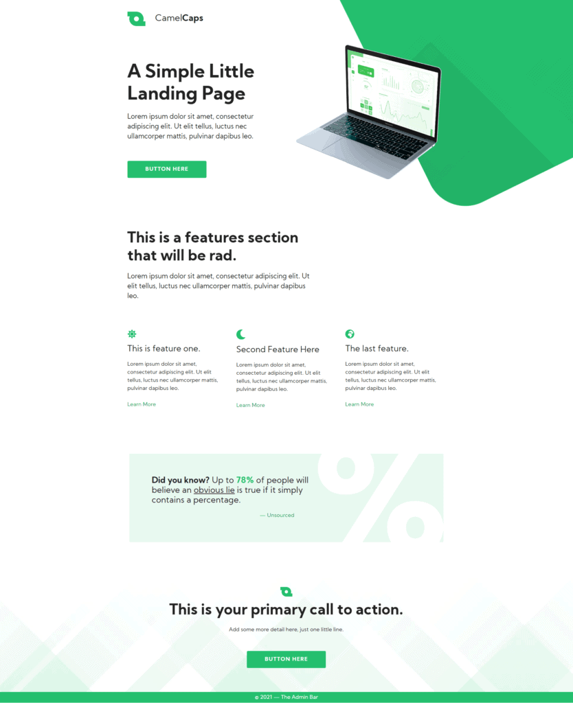 Landing Page Designed with Gutenberg and GenerateBlocks