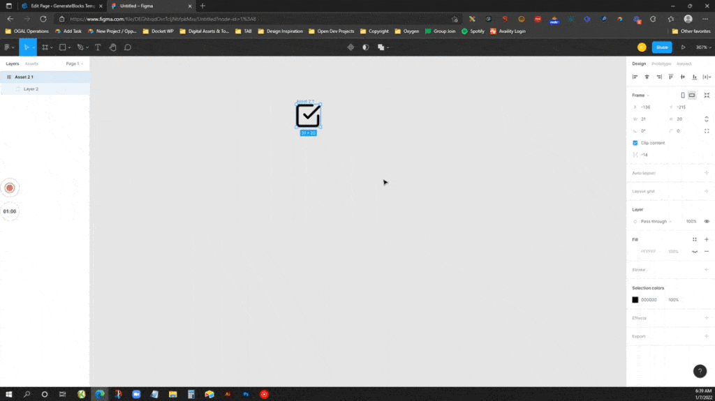 A GIF demonstration of copy and pasting a SVG icon into Generate Blocks