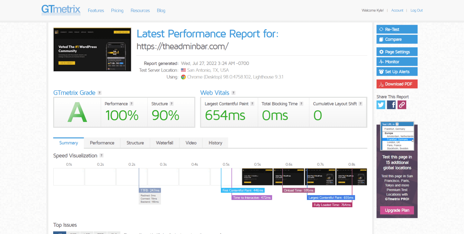 Free site Testing Tools for  Developers The Admin Bar