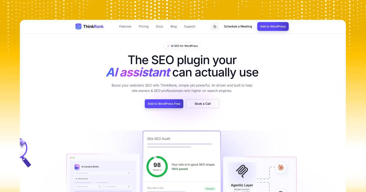 Screenshot of The Admin Bar website showing SEO plugin features and interface.